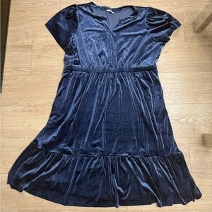 Terra & Sky Blue Dolman Sleeve V-Neck Sundress